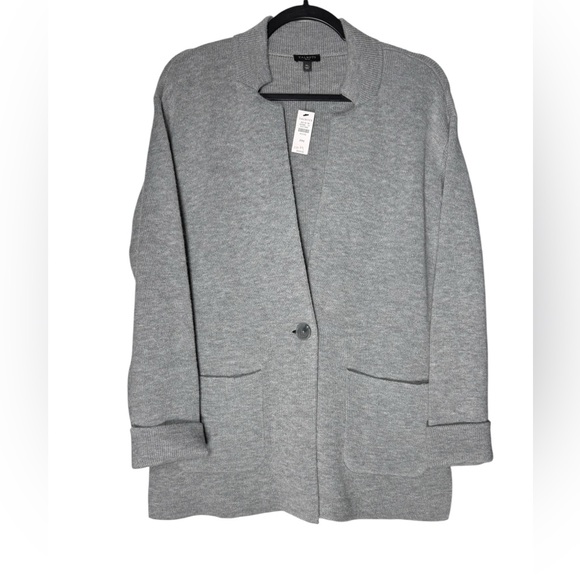 Talbots Sweaters - Talbots Knit Cardigan Sweater Size Medium Petite Gray Lambswool Blend Office NWT